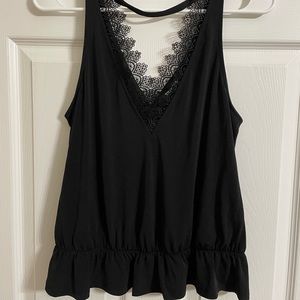 Black Express Tank with lace trim